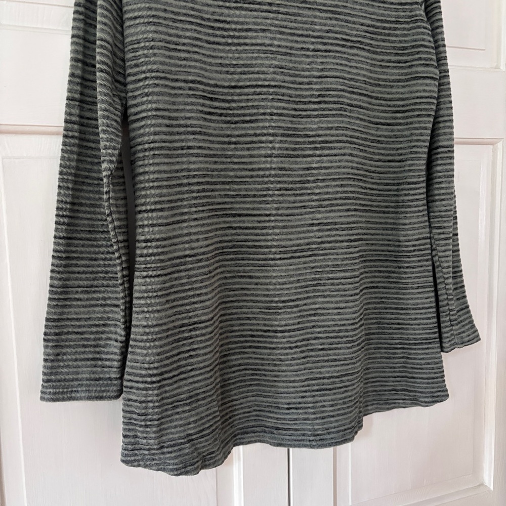 Cut Loose Green Striped V-Neck Tunic Top Shirt Blouse Boxy Lagenlook Size Large - Picture 12 of 13